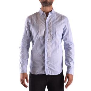 Neil Barrett Striped Panel Button Up Shirt Men light blue Shirts
